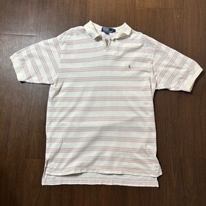 Ralph Lauren Pink and White Striped Polo Shirt